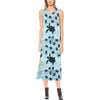 Sea Turtle Pattern Print Design T011 Sleeveless Open Fork Long Dress