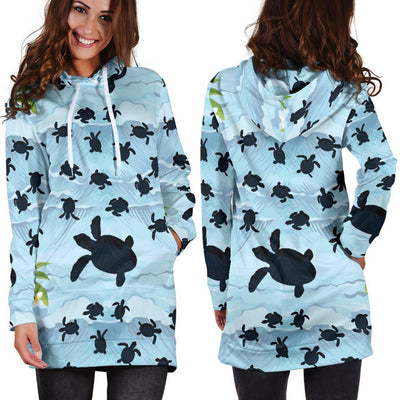 Sea Turtle Pattern Print Design T011 Women Hoodie Dress