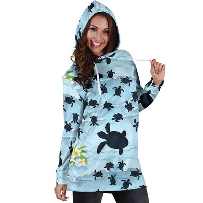 Sea Turtle Pattern Print Design T011 Women Hoodie Dress