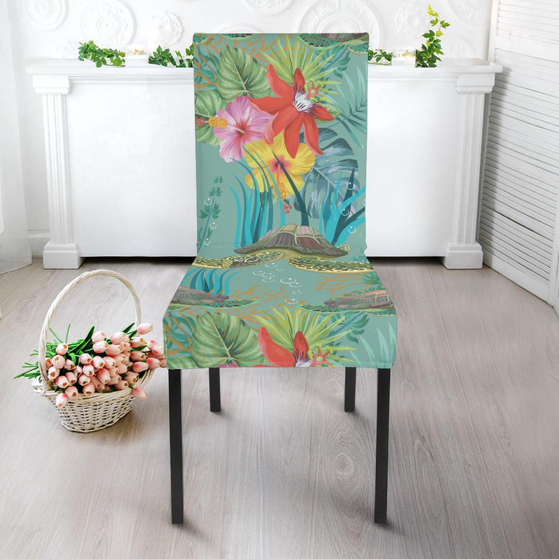 Sea Turtle Pattern Print Design T012 Dining Chair Slipcover-JORJUNE.COM