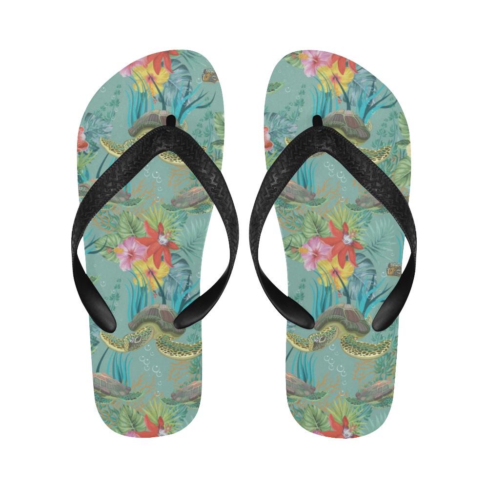 Sea Turtle Pattern Print Design T012 Flip Flops-JorJune