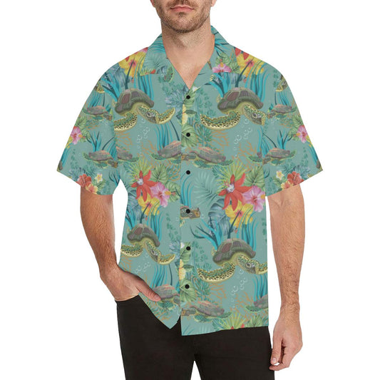 Sea Turtle Pattern Print Design T012 Men Hawaiian Shirt-JorJune