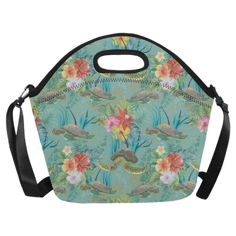 Sea Turtle Pattern Print Design T012 Neoprene Lunch Bag-JorJune