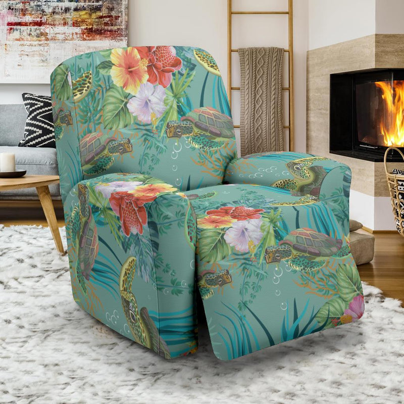 Sea Turtle Pattern Print Design T012 Recliner Slipcover-JORJUNE.COM