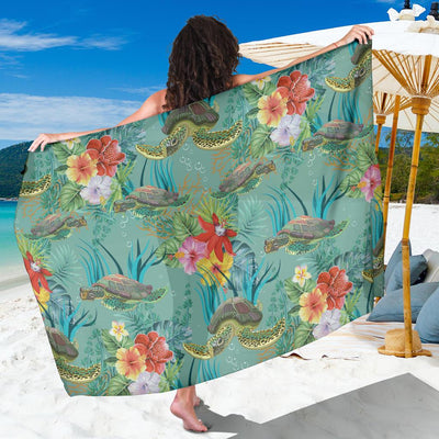 Sea Turtle Pattern Print Design T012 Sarong Pareo Wrap-JORJUNE.COM