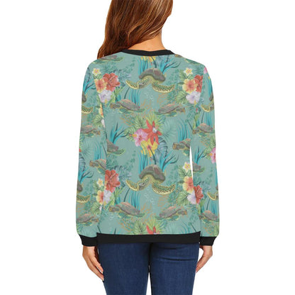 Sea Turtle Pattern Print Design T012 Women Long Sleeve Sweatshirt-JorJune