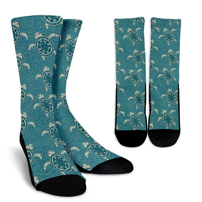 Sea Turtle Pattern Print Design T02 Crew Socks-JORJUNE.COM