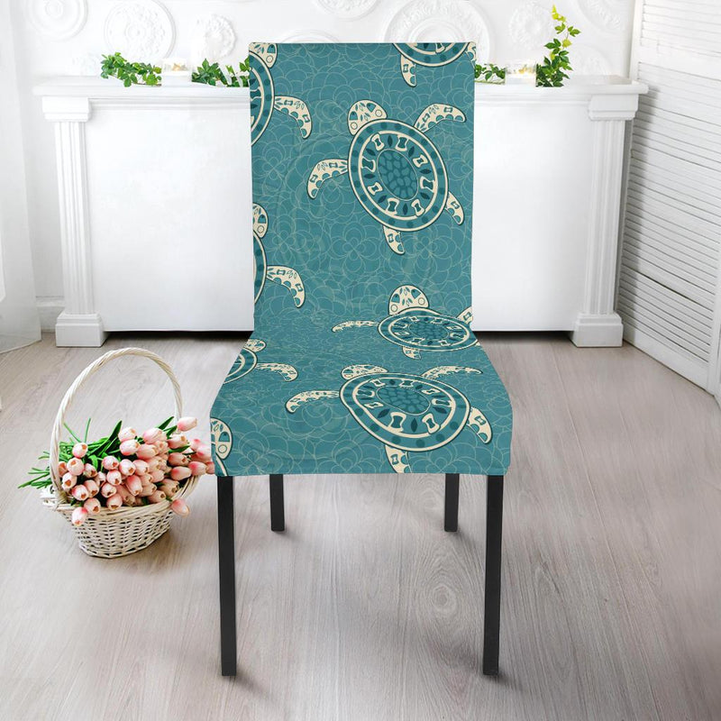 Sea Turtle Pattern Print Design T02 Dining Chair Slipcover-JORJUNE.COM