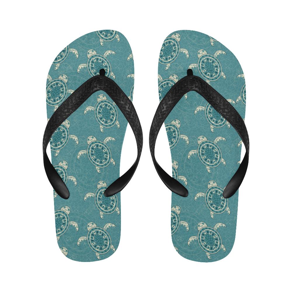 Sea Turtle Pattern Print Design T02 Flip Flops-JorJune