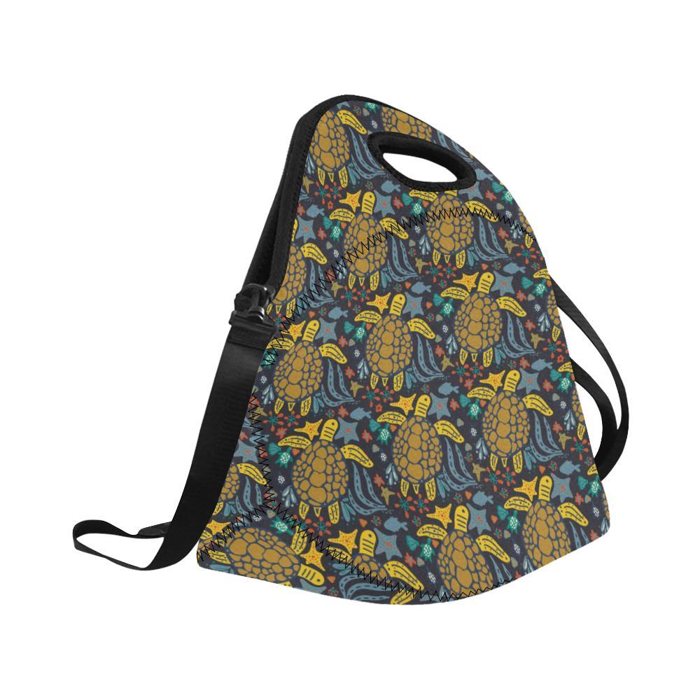 Sea Turtle Pattern Print Design T03 Neoprene Lunch Bag-JorJune