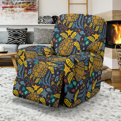 Sea Turtle Pattern Print Design T03 Recliner Slipcover-JORJUNE.COM