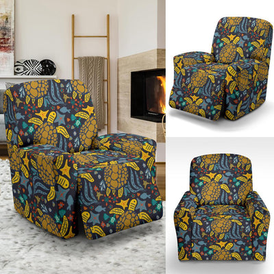 Sea Turtle Pattern Print Design T03 Recliner Slipcover-JORJUNE.COM