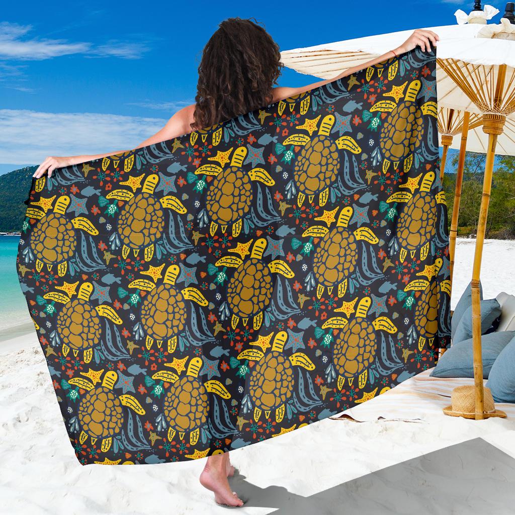 Sea Turtle Pattern Print Design T03 Sarong Pareo Wrap-JORJUNE.COM