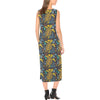 Sea Turtle Pattern Print Design T03 Sleeveless Open Fork Long Dress