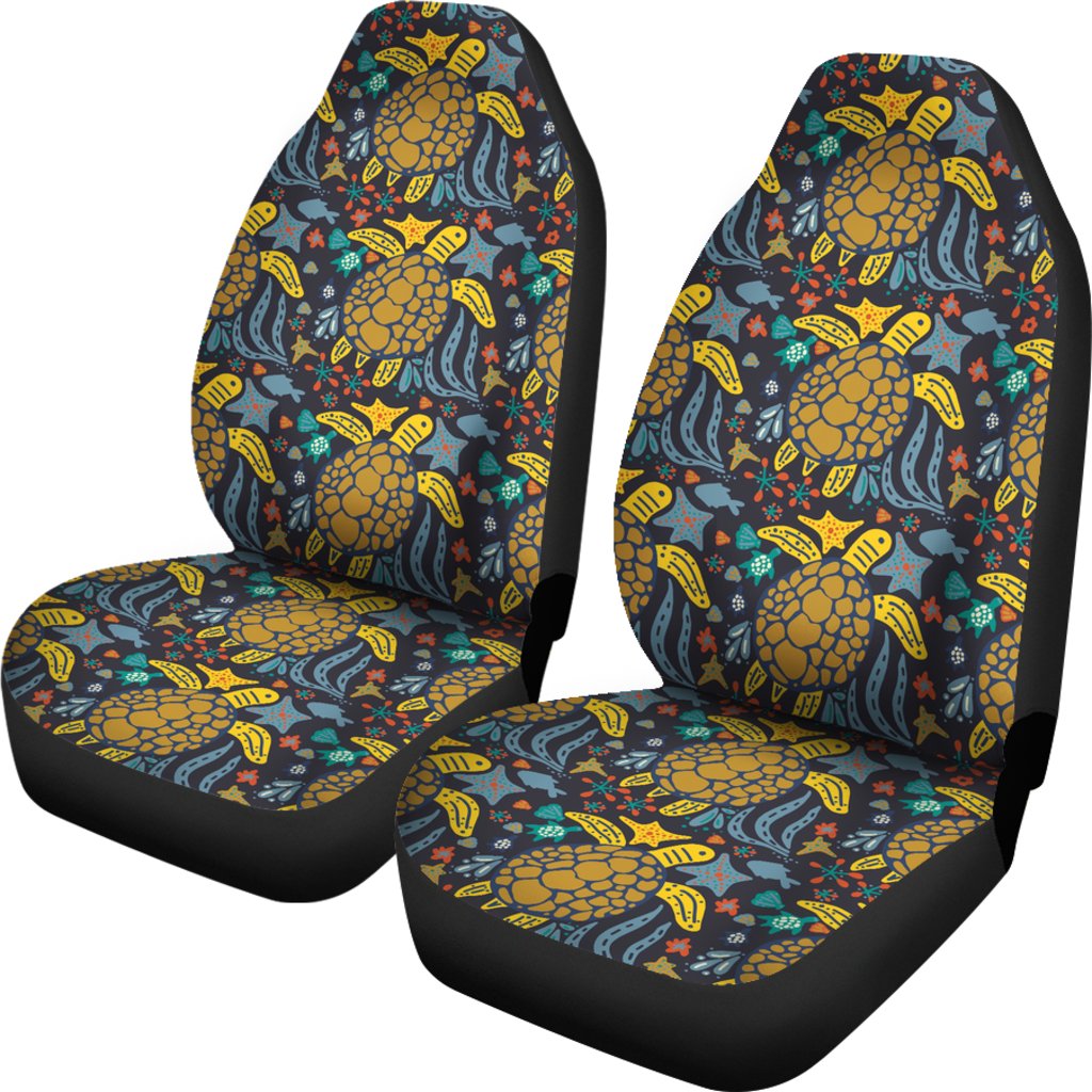 Sea Turtle Pattern Print Design T03 Universal Fit Car Seat Covers-JorJune