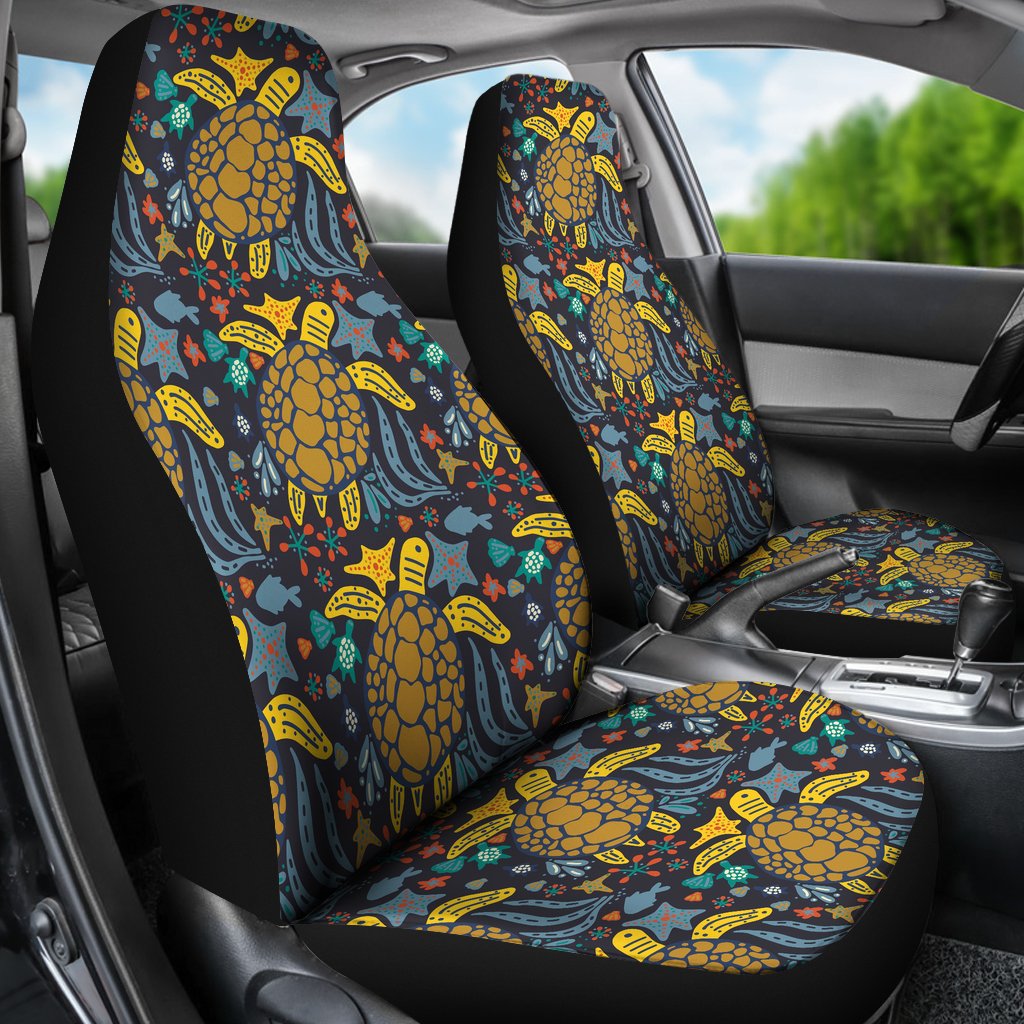 Sea Turtle Pattern Print Design T03 Universal Fit Car Seat Covers-JorJune