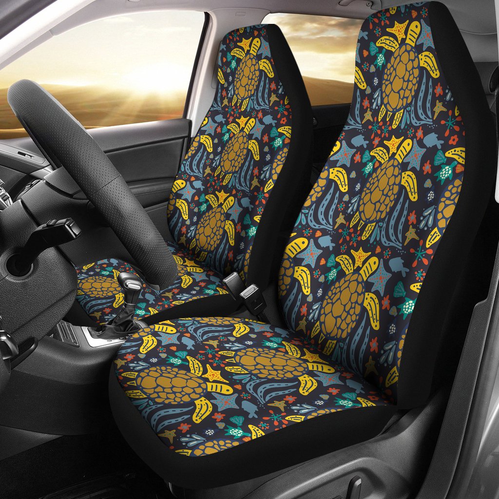 Sea Turtle Pattern Print Design T03 Universal Fit Car Seat Covers-JorJune