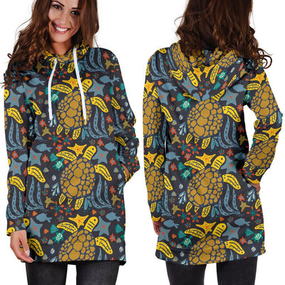 Sea Turtle Pattern Print Design T03 Women Hoodie Dress