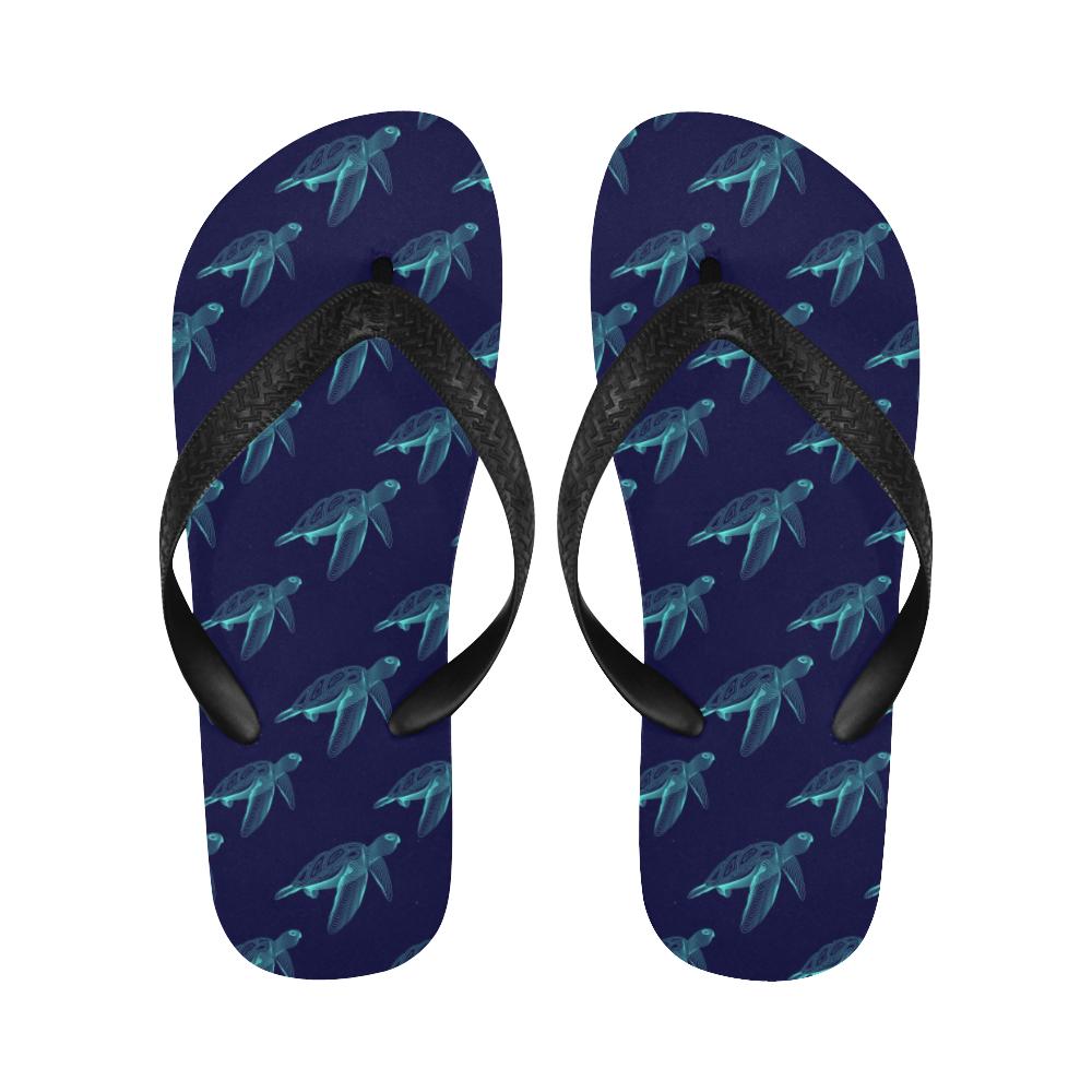 Sea Turtle Pattern Print Design T04 Flip Flops-JorJune