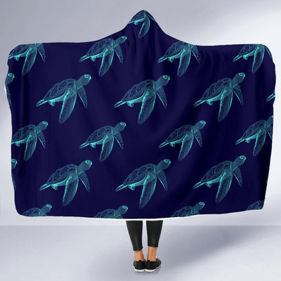 Sea Turtle Pattern Print Design T04 Hooded Blanket-JORJUNE.COM