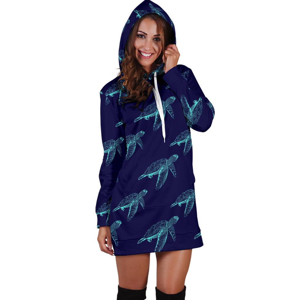 Sea Turtle Pattern Print Design T04 Women Hoodie Dress