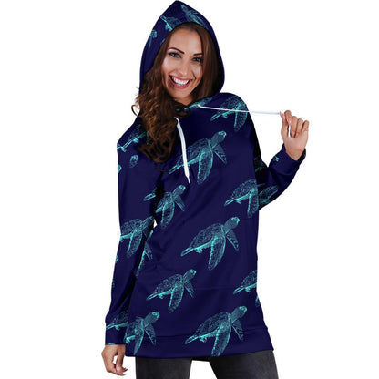 Sea Turtle Pattern Print Design T04 Women Hoodie Dress