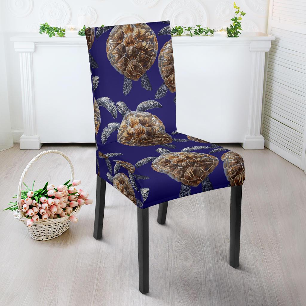 Sea Turtle Pattern Print Design T05 Dining Chair Slipcover-JORJUNE.COM