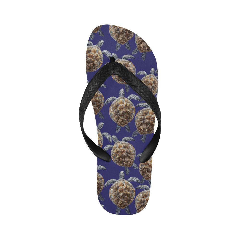 Sea Turtle Pattern Print Design T05 Flip Flops-JorJune