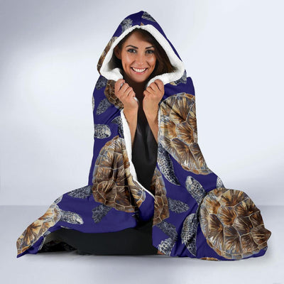 Sea Turtle Pattern Print Design T05 Hooded Blanket-JORJUNE.COM