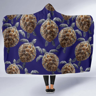 Sea Turtle Pattern Print Design T05 Hooded Blanket-JORJUNE.COM