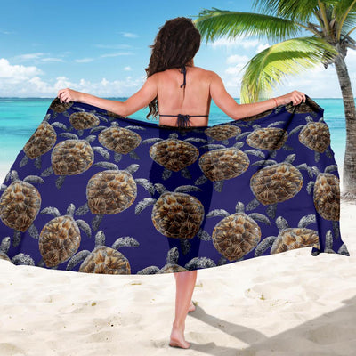 Sea Turtle Pattern Print Design T05 Sarong Pareo Wrap-JORJUNE.COM