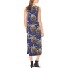Sea Turtle Pattern Print Design T05 Sleeveless Open Fork Long Dress