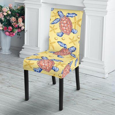 Sea Turtle Pattern Print Design T06 Dining Chair Slipcover-JORJUNE.COM