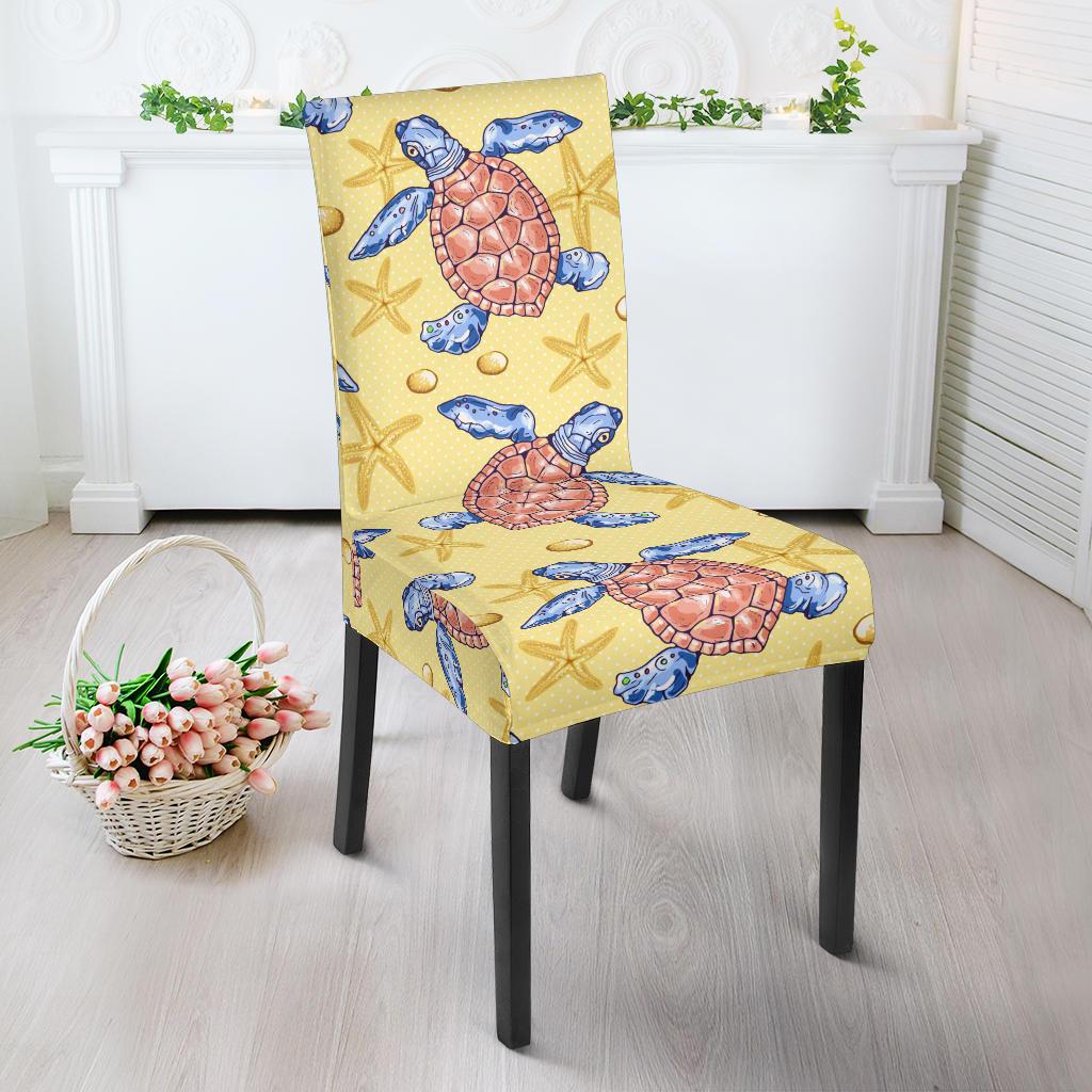 Sea Turtle Pattern Print Design T06 Dining Chair Slipcover-JORJUNE.COM