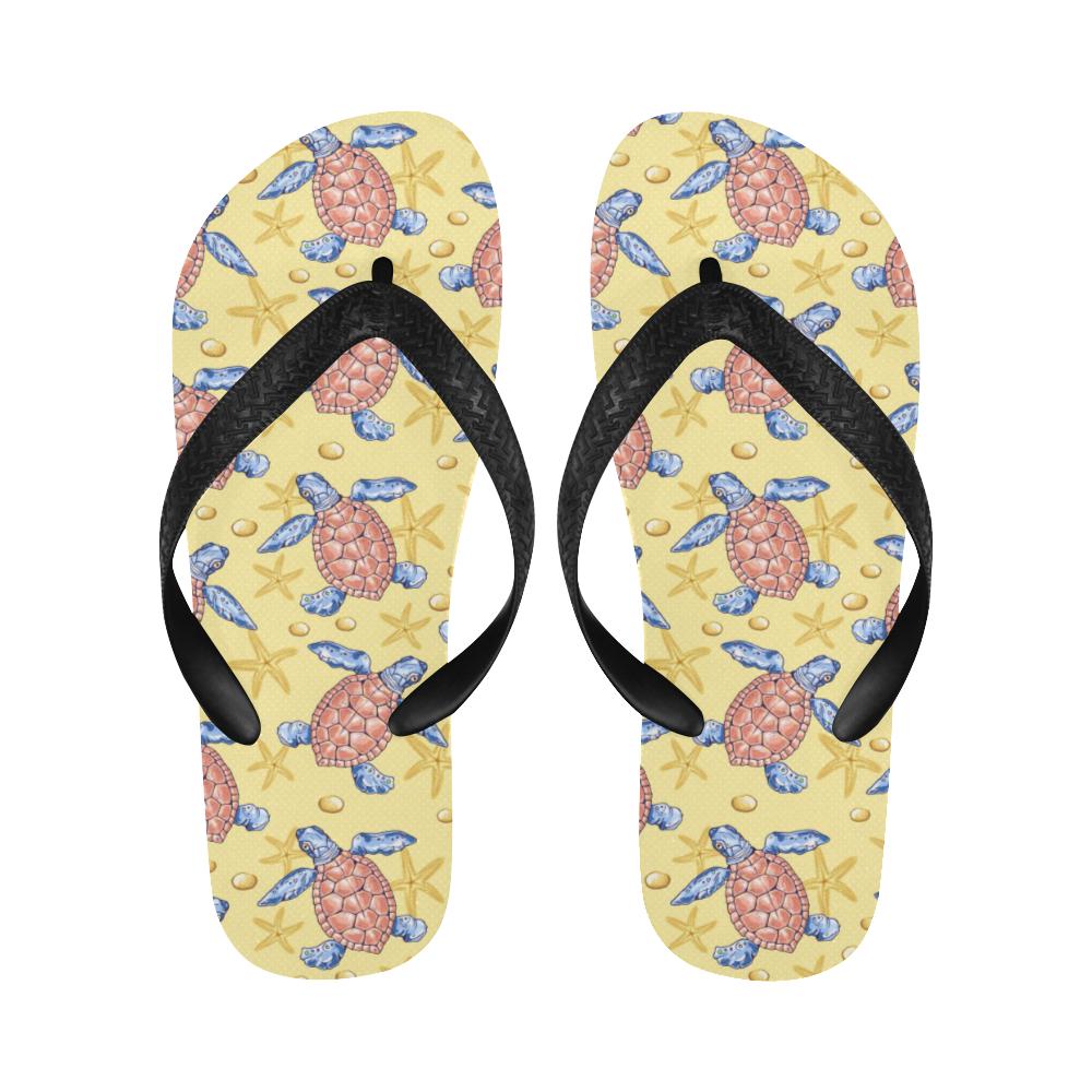 Sea Turtle Pattern Print Design T06 Flip Flops-JorJune