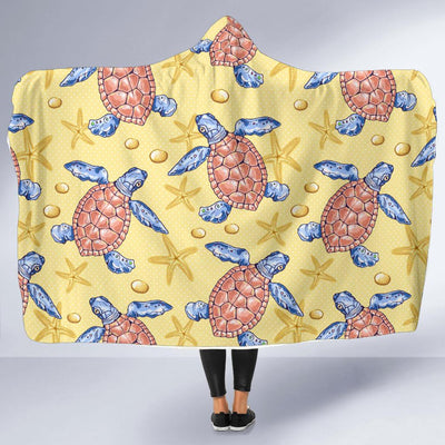 Sea Turtle Pattern Print Design T06 Hooded Blanket-JORJUNE.COM