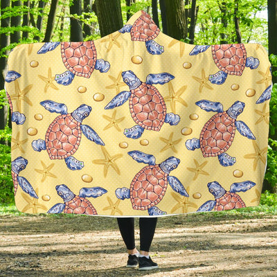 Sea Turtle Pattern Print Design T06 Hooded Blanket-JORJUNE.COM