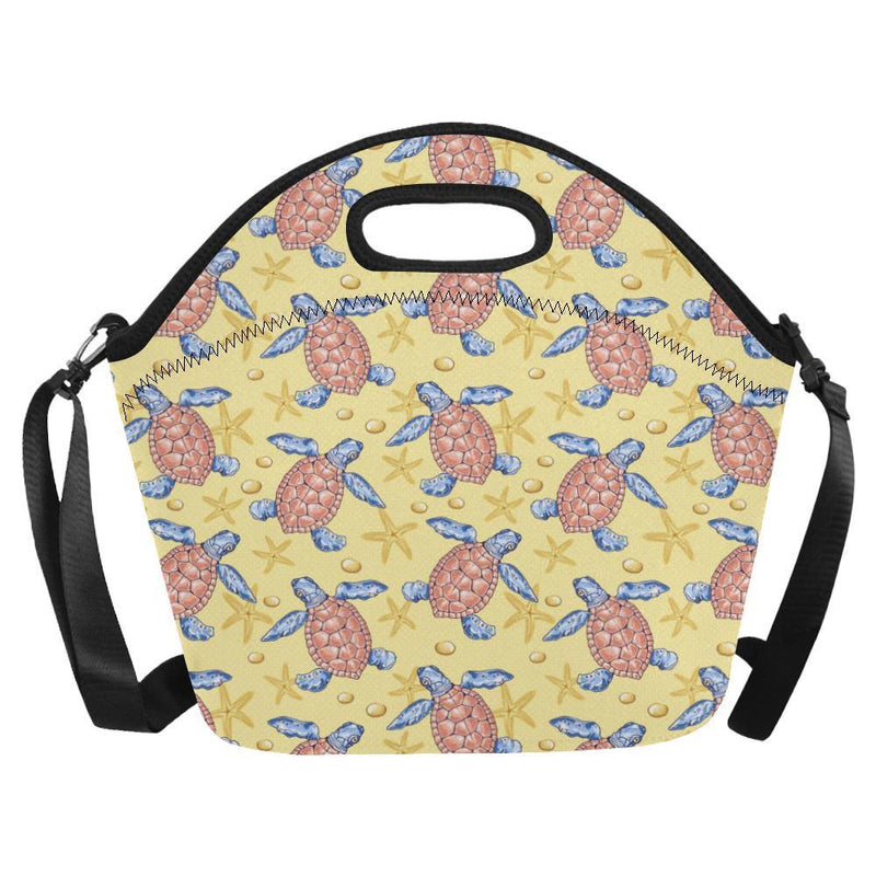 Sea Turtle Pattern Print Design T06 Neoprene Lunch Bag-JorJune