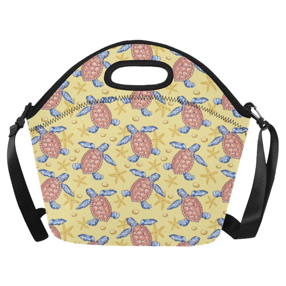 Sea Turtle Pattern Print Design T06 Neoprene Lunch Bag-JorJune