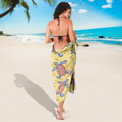 Sea Turtle Pattern Print Design T06 Sarong Pareo Wrap-JORJUNE.COM