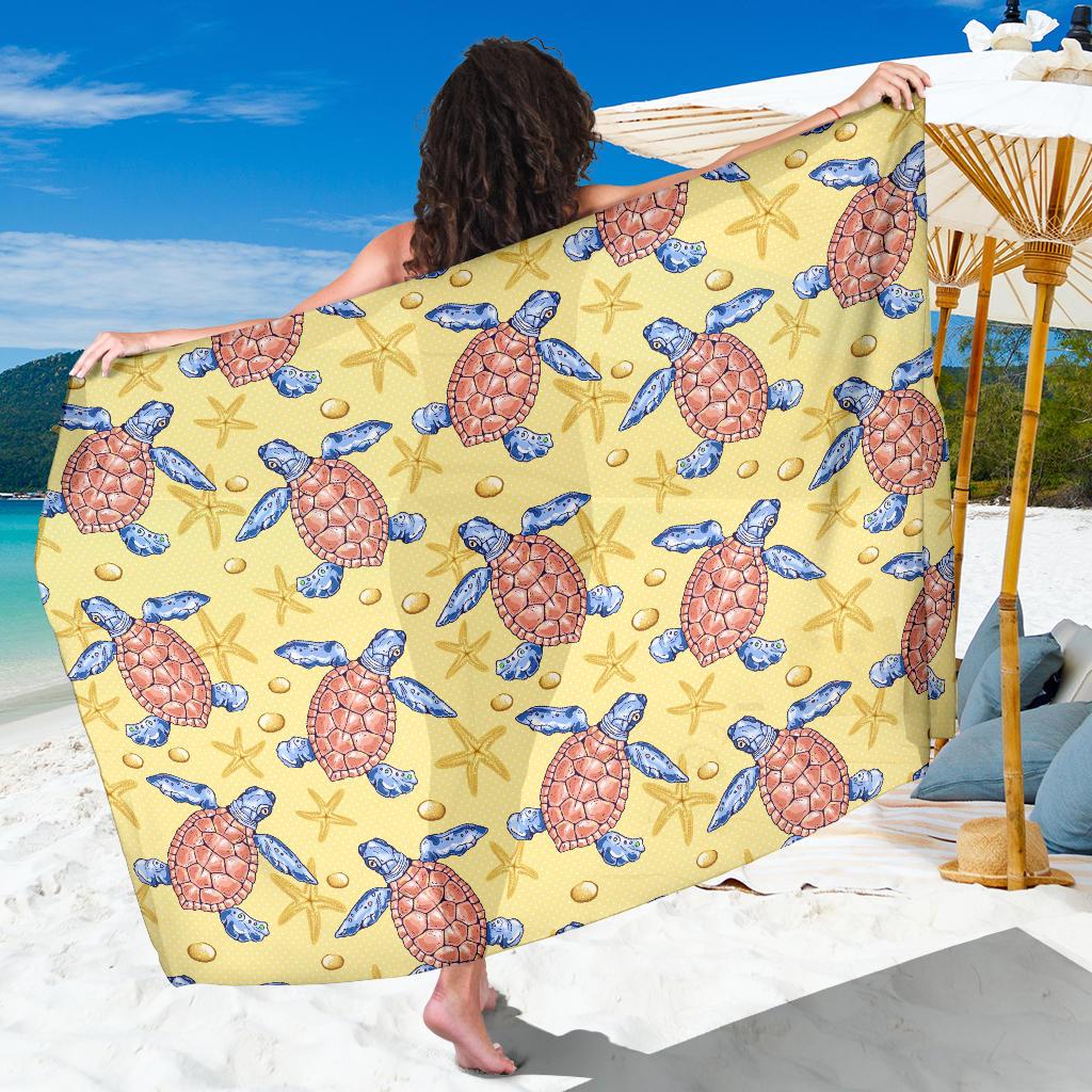 Sea Turtle Pattern Print Design T06 Sarong Pareo Wrap-JORJUNE.COM