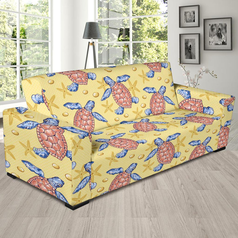 Sea Turtle Pattern Print Design T06 Sofa Slipcover-JORJUNE.COM