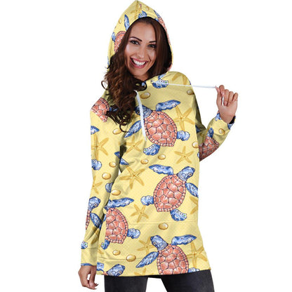 Sea Turtle Pattern Print Design T06 Women Hoodie Dress