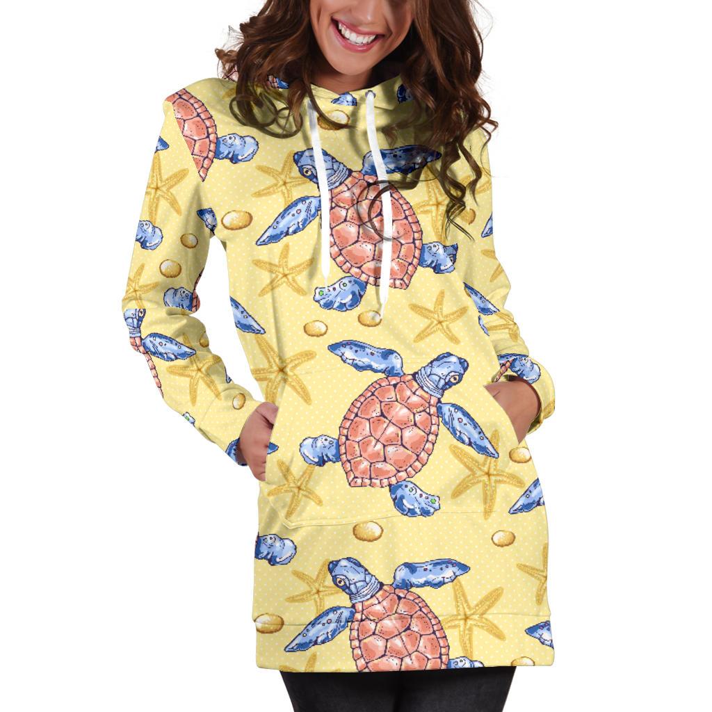 Sea Turtle Pattern Print Design T06 Women Hoodie Dress