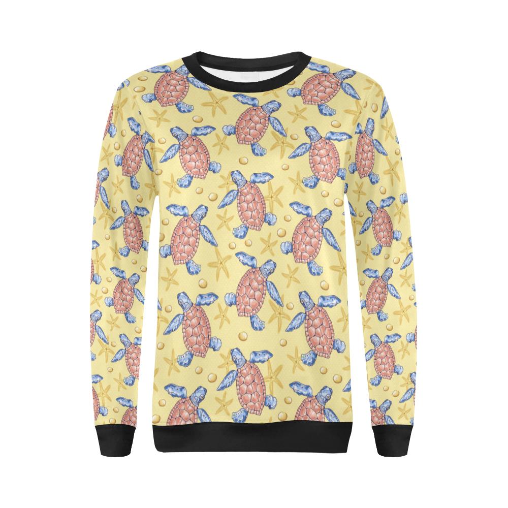 Sea Turtle Pattern Print Design T06 Women Long Sleeve Sweatshirt-JorJune