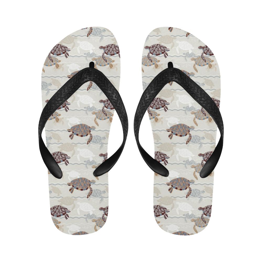 Sea Turtle Pattern Print Design T07 Flip Flops-JorJune