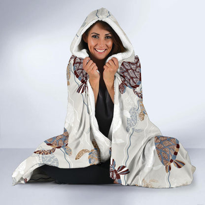 Sea Turtle Pattern Print Design T07 Hooded Blanket-JORJUNE.COM