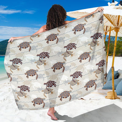 Sea Turtle Pattern Print Design T07 Sarong Pareo Wrap-JORJUNE.COM