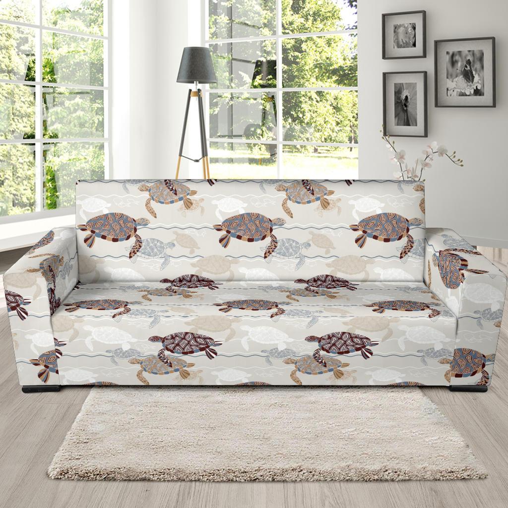 Sea Turtle Pattern Print Design T07 Sofa Slipcover-JORJUNE.COM