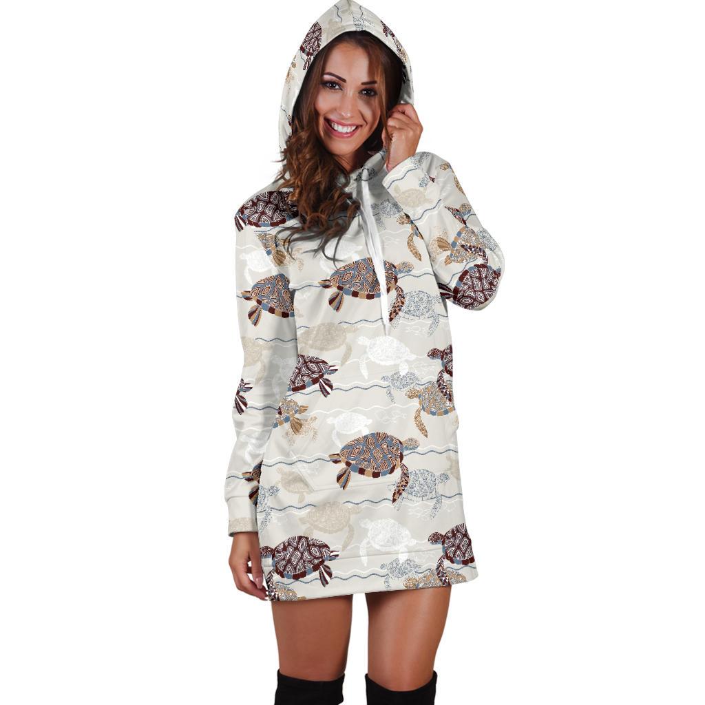 Sea Turtle Pattern Print Design T07 Women Hoodie Dress